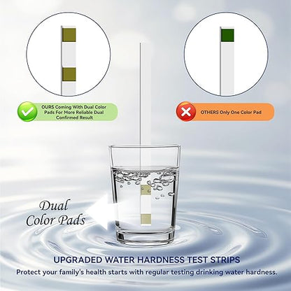 Water Hardness Test 200 Strips Kit for Home Drinking Water and Pool Spa, Water Softener Hard Water Testing Strips, Tap Well Tester Kit for Calcium & Magnesium (0-425 ppm) with Sample Tube