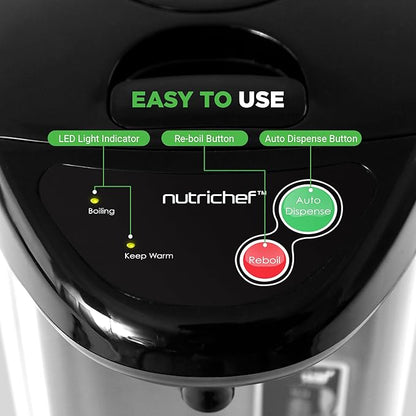 NutriChef 5.2 Qt Electric Water Kettle, Portable, Quick Heating, 5 Liter Digital Kettle with 5 Temperature Settings, Safety Lock, Stainless Steel, 3 Dispensing Options, 8.46" x 11.2" x 16.5"
