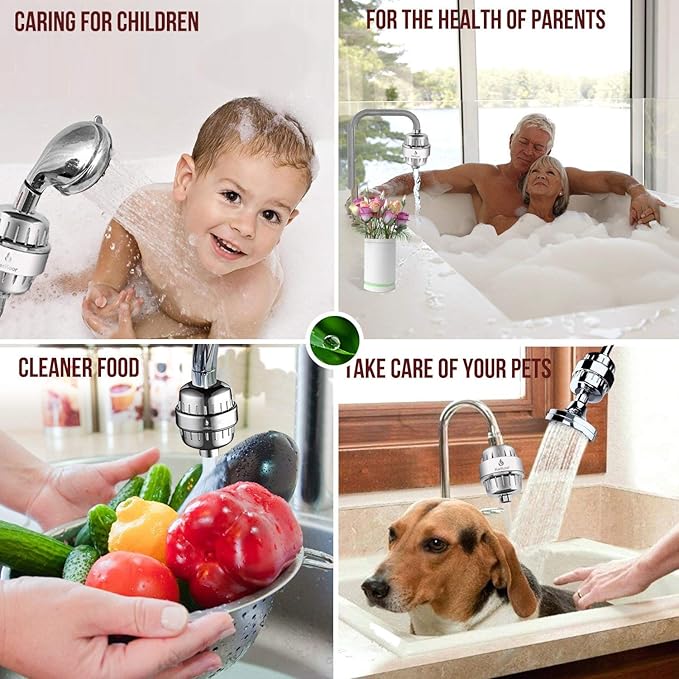 32 Stage Shower Filter with Vitamin C for Hard Water - Water Softener Shower Head Filter with Replaceable Multi-Stage Filter Cartridge to Remove Chlorine, Heavy Metal