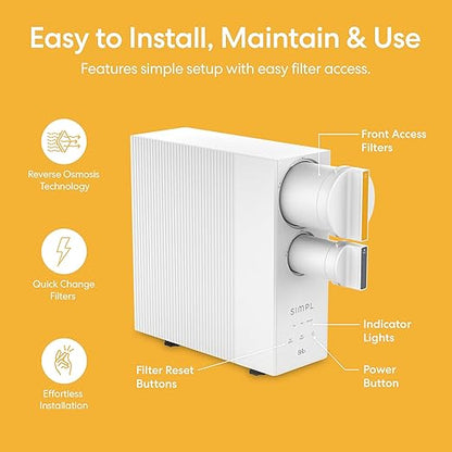 Brio SIMPL Reverse Osmosis Tankless Water Filter System for Clean Drinking Water | 4-Stage Undersink 0.0001 Micron RO Filtration | Reduces PFAS, Dirt, Rust, Chlorine, VOCs & Heavy Metals | 600 GPD
