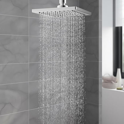 Hibbent cUPC Certified Thickness Metal Rain Shower Head, 6 Inch High Pressure Shower Head, Square Bathroom Waterfall Shower Heads, High Flow Fixed Showerheads with Adjustable Brass Ball Joint, Chrome