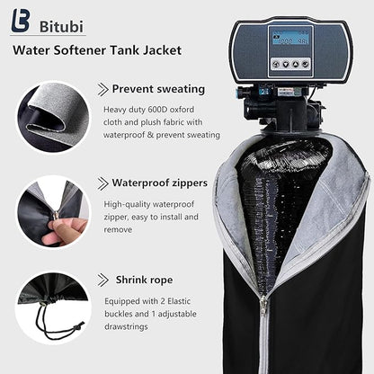 Bitubi Heavy Duty Water Softener Tank Jacket,Outdoor Insulated Water Softener Tank Cover to Prevent Sweating (10x54, Black)