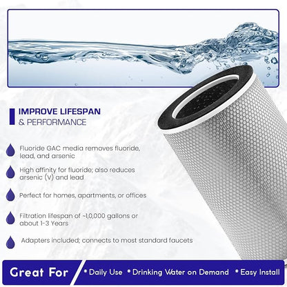 Crystal Quest Countertop Water Filter System – 8-Stage Triple Fluoride Plus Filtration for Kitchen Faucets, Removes Chlorine, Heavy Metals & VOCs, Long-Lasting 10,000-Gallon Faucet Filter
