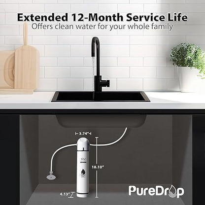 PureDrop PDR-16KCU 0.01 μm Ultra Filtration Under Sink Water Filter, High Capacity Under Sink Composite Filtration System, Reduces Lead Chlorine, Bad Taste & Odor, 16K Gallons
