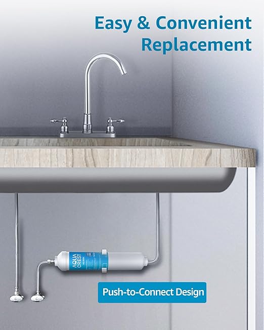 AQUA CREST 5KDC-F Water Filter Replacement for Waterdrop 5KDC Under Sink Water Filter System, Reduces PFAS, PFOA/PFOS, Chlorine, NSF/ANSI Tested 5K Gallons Ultra High Capacity (No Tube)