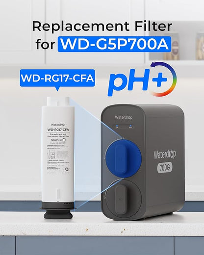 Waterdrop G5P700A-CF Filter, Replacement for Waterdrop G5P700A Undersink Reverse Osmosis System, 6-month Lifetime