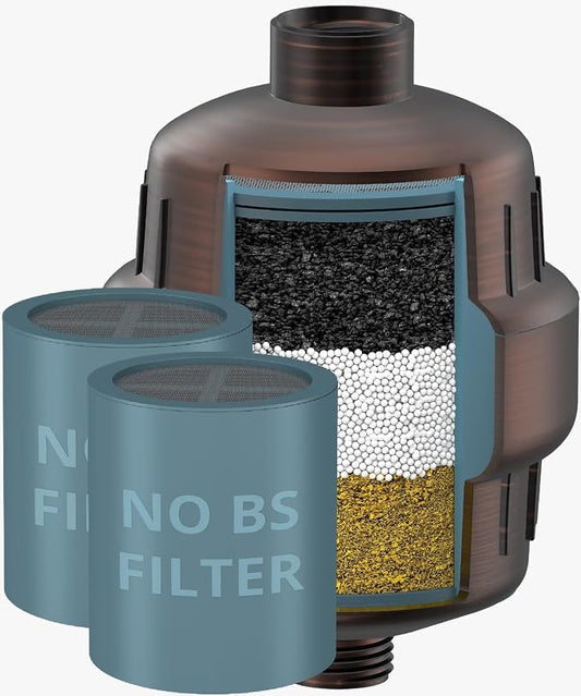 weAQUA Heavy Duty NO BS Shower Filter with Extra Replacement Cartridge – 99% Removal for Hard Water, Chlorine, Fluoride, Heavy Metals, Micro-Life, Organics and More