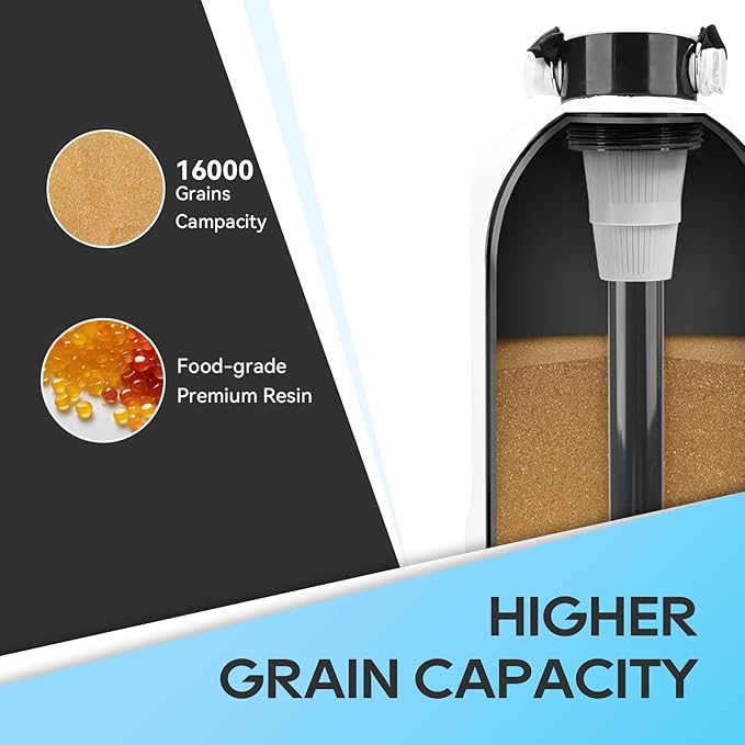 RVGUARD 16,000 Grains Portable Water Softener for RV, Reduces Hardness & Minerals & Improve Water Quality, Protects Water Systems from Hard Water Damage