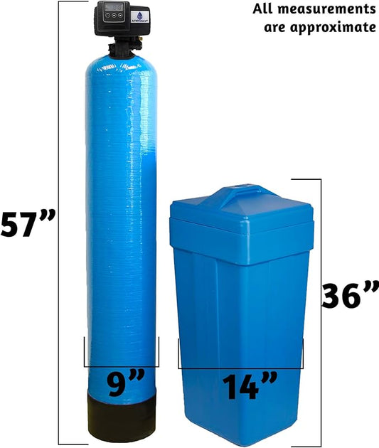 AFWFilters 1 Cubic Foot (32k) Whole Home Iron Pro Water Softener with Fine Mesh Resin, 3/4" Plastic MNPT Connection, and Blue Tanks