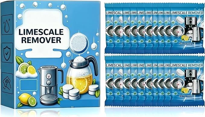Kettle Descaler Tablet 20 Pack, Kettle Cleaner with Efficient Citric Acid, Removes Hard Water Buildup, Limescale Remover Tablet for Kettles, Coffee Machines & Shower Heads