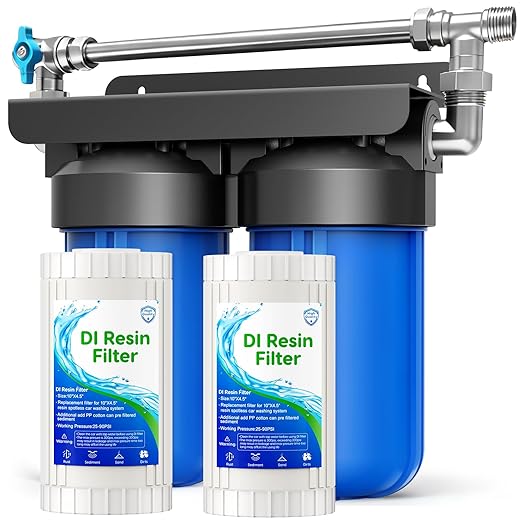 Spotless Water System for Car Wash with Bypass Switch, Deionized Water System for Car Wash with Resin, Spot Free Water Deionizer for Car Washing, Works for Vehicles, RV, Boats, Motorcycles
