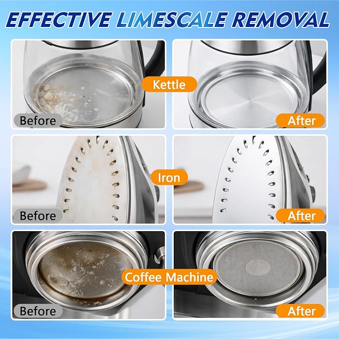 Kettle Descaler Tablet 36 Pcs, Citric Acid Limescale Remover for Kettles, Coffee Makers, Irons and Shower Heads, Powerful Descaling Tablets for Home Appliances
