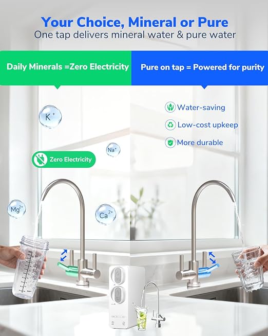Ecoviva 600GPD Reverse Osmosis System, RO Under Sink Water Filter System, Tankless, Lower TDS, 2.5:1 Pure to Drain Ratio, LED Panel with Filter Monitor, Online Installation Guide, White