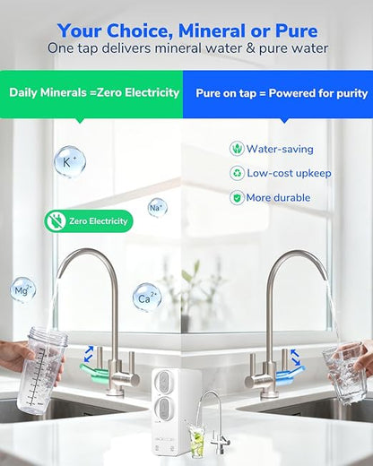 Ecoviva 600GPD Reverse Osmosis System, RO Under Sink Water Filter System, Tankless, Lower TDS, 2.5:1 Pure to Drain Ratio, LED Panel with Filter Monitor, Online Installation Guide, White