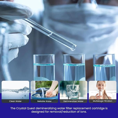Crystal Quest Demineralizer Filter Cartridge - 2-7/8" x 20" - Heavy-Duty, Ideal for Lab, Research and Medical Applications for Ultra Pure Water Needs