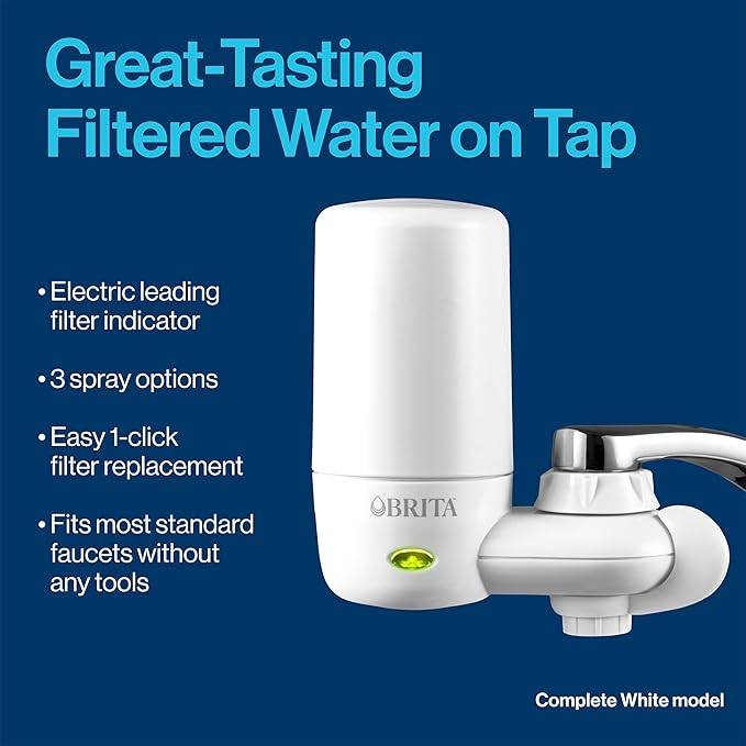 Brita Replacement Water Filter for Faucet Mount, Removes 99% of Lead, Sink Filtration System, White, 3 Count (Pack of 4)