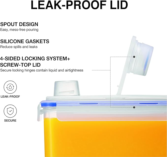 LocknLock Aqua Fridge Door Water Jug | Clear Pitcher | BPA Free Plastic Pitcher with Lid | 1 Gallon Pitcher with Lid for Water, Juice, Tea & More Beverages, Clear