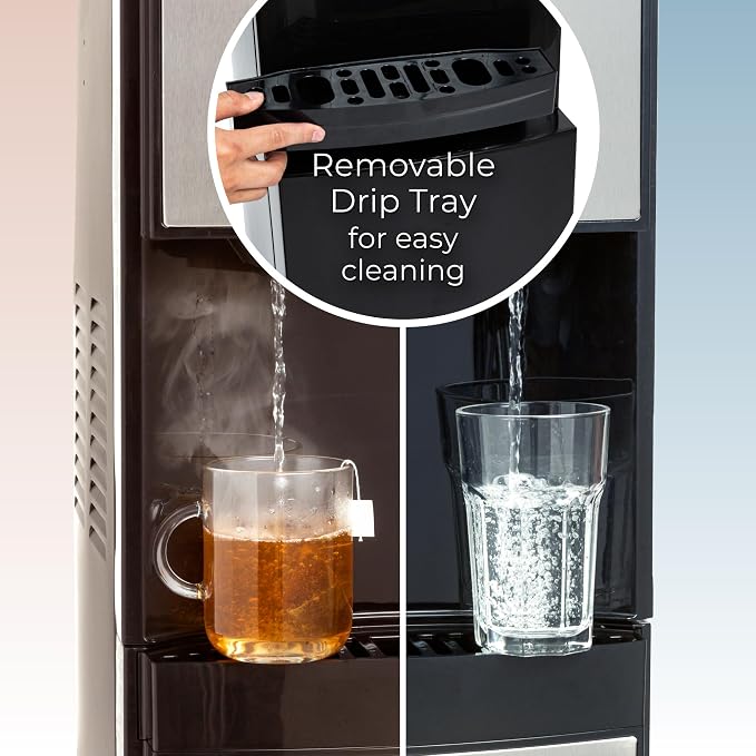 Igloo Bottom-Loading Water Dispenser – Water Cooler Dispenser with Hot, Cold & Temperature Settings- Electric Water Dispenser Fits 3- & 5-Gallon Jugs with Child Safety Lock Office Use– Black Stainless