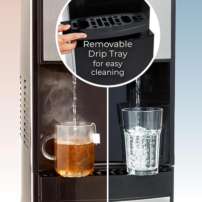 Igloo Bottom-Loading Water Dispenser – Water Cooler Dispenser with Hot, Cold & Temperature Settings- Electric Water Dispenser Fits 3- & 5-Gallon Jugs with Child Safety Lock Office Use– Black Stainless