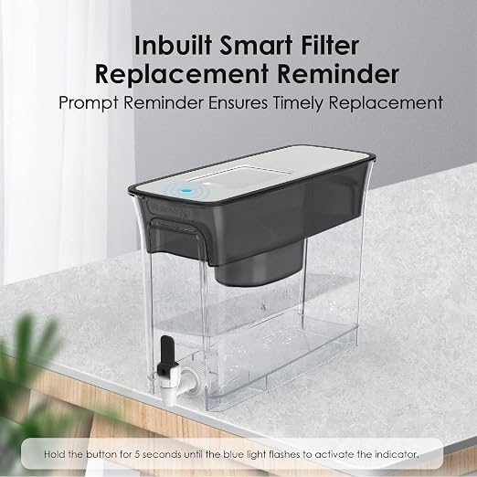 Waterdrop WFD-40L Water Filter Dispenser with 3 Filters, 35-Cup, Black | 200-Gallon Long-Life Water Filter Pitcher, Large Capacity, Reduces Chlorine, PFOA/PFOS and More, BPA Free