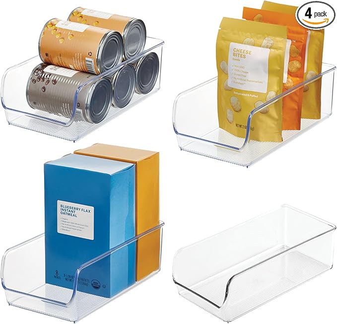 iDesign Pantry Bin for Kitchen or Cabinet Storage, Set of 4, Clear