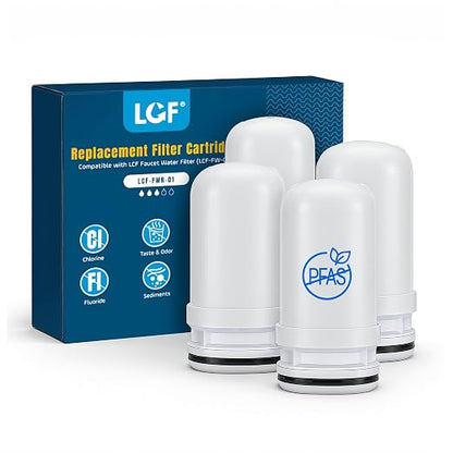 LCF Ceramic Filter Replacement for LCF-FW-02 and Waterdrop WD-FC, 4 Pack | Waterdrop Filter Replacement for WD-FC-01, WD-FC-02, WD-FC-06, Replaces WD-FF-01A & WD-FF-03A, Reduces Chlorine, Bad Taste
