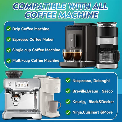 Coffee Machine Cleaner Descaler Tablets, 24 Count Coffee Maker Cleaner for Breville, Moccamaster, Nespresso, Keurig, Ninja, Delonghi, Espresso Machine Cleaning Tabs, Deeply Descales for Coffee Maker