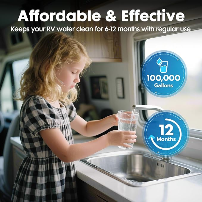 Rv Water Filter Replacement Cartridge, 0.01 Micron Replacement Cartridge for Universal 2.5" X 10" Rv Water Filter System, Compatible With WLSINJL Ultra Rv Water Filters, 3 Pack