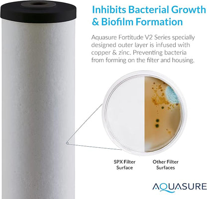 Aquasure Fortitude V2 Series AF-SPX-25HFL Sediment/Carbon/Siliphos Anti-Rust Media, Bacteria & Scale Inhibitor, Triple Purpose Whole House Replacement Filter Cartridge For AS-FL-25SPX, Large Size