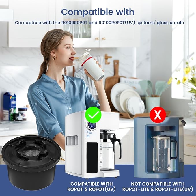 RO100ROPOT Remineralization Water Filters Replacement, Compatible with Bluevua RO100ROPOT and RO100ROPOT(UV) Systems, Alkaline for Reverse Osmosis Filter, Remineralize and Increase pH, Pack of 2