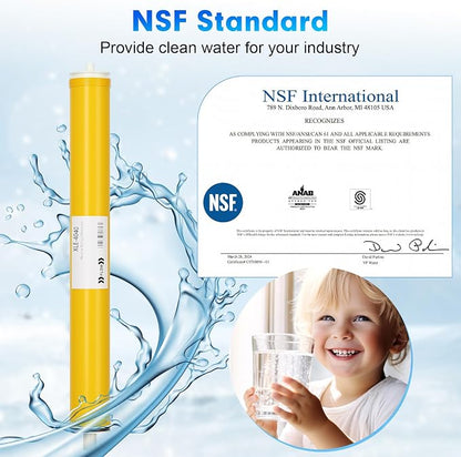 XLE-4040, XLE 4040 Reverse Osmosis Membrane for DOW Filmtec XLE 4040 Membrane Replacement, 2600GPD, TDS≤1000ppm, Salt Rejection 99%, 4 x 40 RO Membrane for Commercial, Industrial, NSF Certified