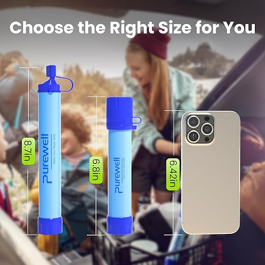 Purewell Outdoor Water Personal Water Filtration Straw Emergency Survival Gear Water Purifier for Camping Hiking Climbing Backpacking(4pcs)