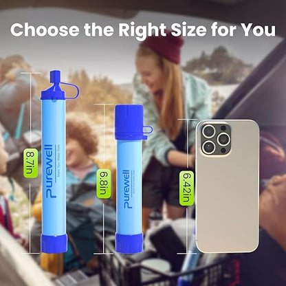 Purewell Outdoor Water Personal Water Filtration Straw Emergency Survival Gear Water Purifier for Camping Hiking Climbing Backpacking(6PCS)