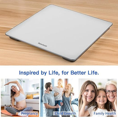 Homebuds Bathroom Scale for Body Weight, Precision 0.1lb by Our Professional Factory Since 2001, Weight Scale LED Display and Step-On, 3*AAA Batteries Included, 400lb/182kg, Silver