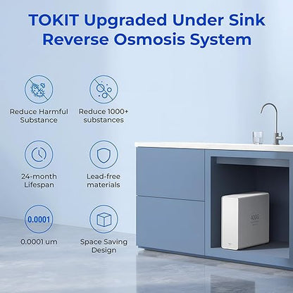 TOKIT U1 SE Under Sink Water Filtration System, Reverse Osmosis Water Filter Under Sink with Faucet, NSF/ANSI 58, Tankless, 400 GPD 2:1 Pure to Drain, Reduces TDS