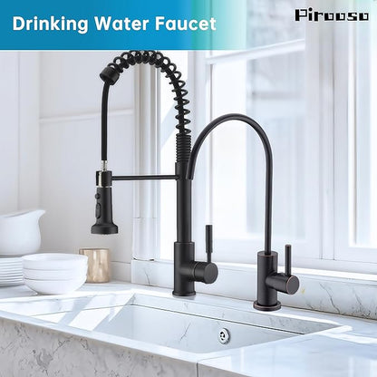 Oil Rubbed Bronze RO Faucet - 360° Swivel Drinking Water Faucet, Lead-Free Brass Water Filter Faucet Compatible with Reverse Osmosis & Under Sink Filtration Systems