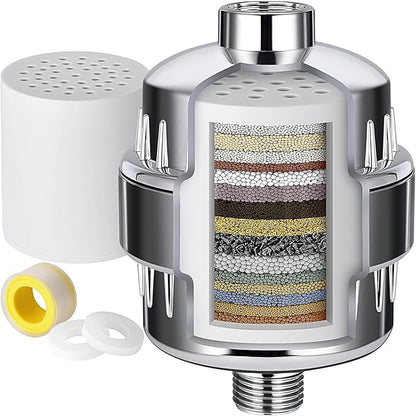 Shower Head Filter Hard Water, Shower Water Filter For Hair And Skin, Shower Filter Head For Hard Water Shower Water Filter Heavy Metals Silver