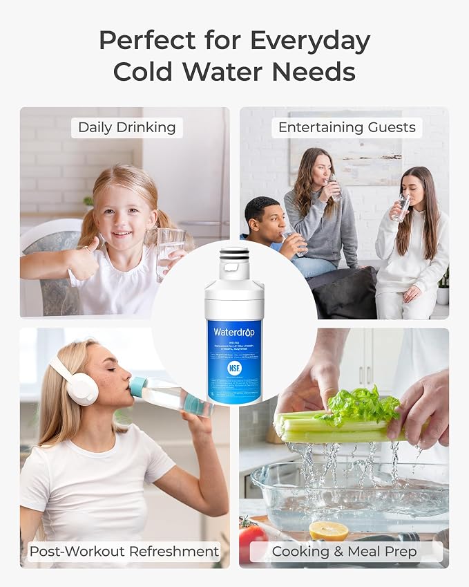 Waterdrop LT1000PC ADQ747935 MDJ64844601 Refrigerator Water Filter | Replacement for LG® LT1000P®/PC/PCS, ADQ74793501, ADQ74793502, 46-9980, 9980, LFXC24796S, LSFXC2496D, LMXS28626S, LMWS27626S