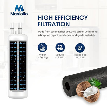 MARRIOTTO EDR1RXD1 Refrigerator Water Filter Compatible with W10295370A, WHR1RXD1, KAD1RXD1, Filter 1, W10295370, P4RFWB, P8RFWB2L, 46-9930, 46-9081 Refrigerator Water Filter, Pack of 4