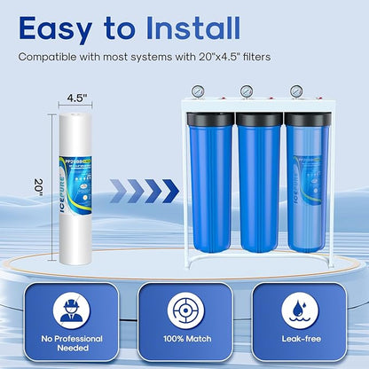 ICEPURE 20 Micron 20" x 4.5" Whole House Sediment Home Water Filter Replacement Cartridge, Compatible with SP-DD-5005-20BB, FPMB5-20, AP810-2, 155358-43, SDC-45-2005, 2PP20BB1M, P5-20, FP25B, 3 Pack