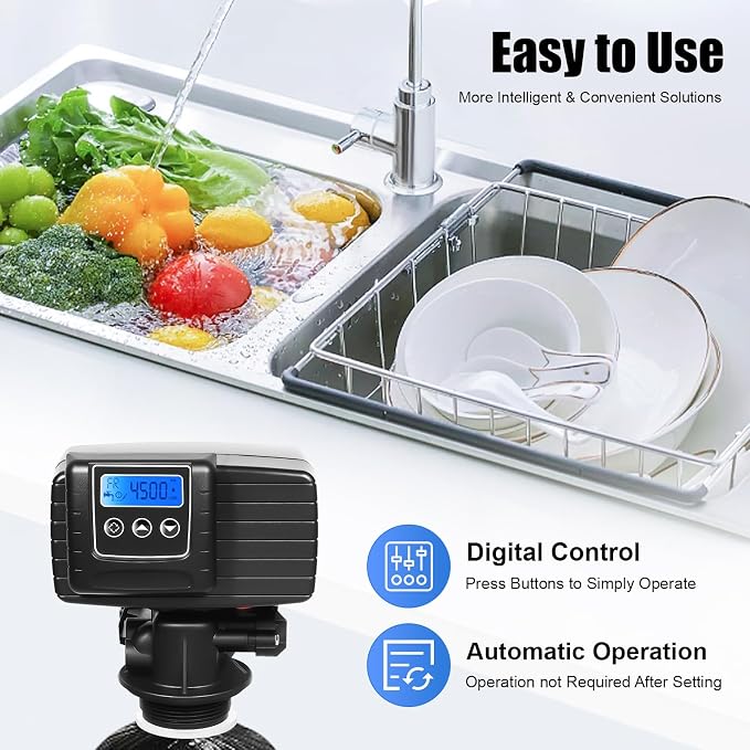 Whole House Water Softener Valve, 5600xstst Timer Digital Control Valve for Water Softeners, 110V Automatic Operating Digital Filter Control Head Valve Water Filter Softeners Resin