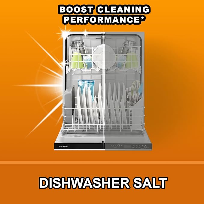 dishwasher salt 5kg powerful crystal, limescale remover on your glassware and water softener, life & improving its performance, 99% purity (5 pack)