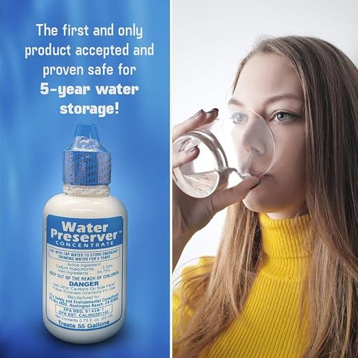 Water Preserver for 55 Gallon Water Tank 5 Pack - Made in USA - Purifies Drinking Water for 5 Years - for Emergency Storage, Rain Collection, Survival Kit, Hurricane & Earthquake