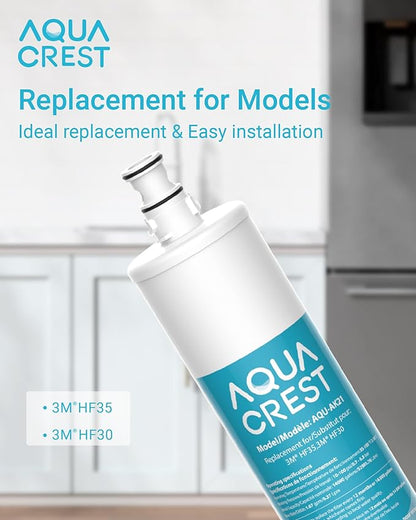 AQUA CREST HF30-MS Water Filter, Replacement for 3M® HF30, HF35, HF30-S, HF30-MS, HF35-MS, Reduces 99% of Chlorine, Bad Taste & Odor, 12 Months