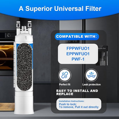FPPWFU01 Water Filter Replacement Compatible with Frigidaire FPPWFU01 Water Filter, EPPWFU01, PurePour PWF-1, EPPWF01 PureAdvantage PWF-1 (3 PCS)