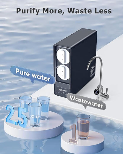 9-Stage Reverse Osmosis System, Reduce TDS, 800 GPD RO Water Filtration System with Smart LED Faucet, 2.5:1 Pure to Drain Tankless Under Sink Water Filter for Space & Water Saving
