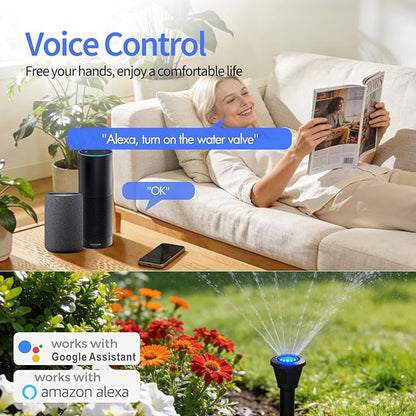 Owfeel WiFi Smart Water Valve, APP Remote Control, DN20 Ball Brass Water Valve, Compatible With Alexa, Google and Application Program iOS/Android, Only Supports 2.4 GHz WiFi (3/4")