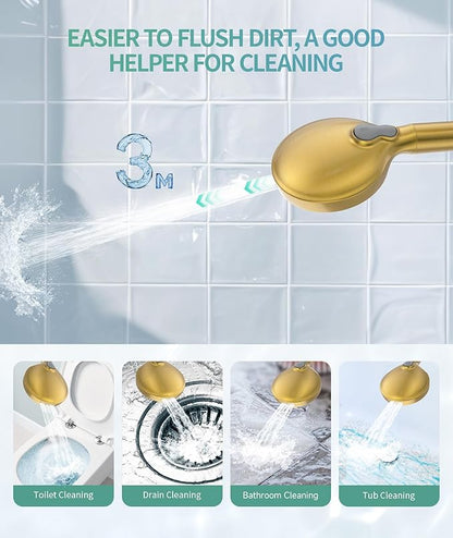 SR SUN RISE Filtered Shower Head with Handheld High Pressure 9 Spray Mode Showerhead Detachable Shower Head Water Softener Filters 1 Filter Brushed Gold