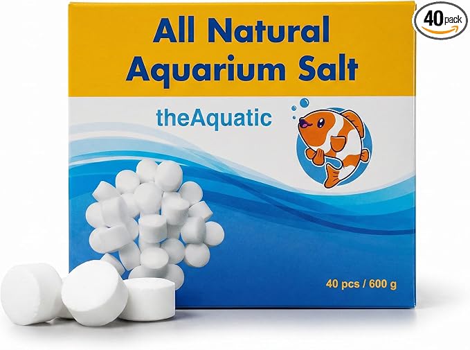 Premium Aquarium Salt, Aquarium Salt Freshwater Tablets for Aquarium Water Treatments Essential Supplies (40 Tablets)