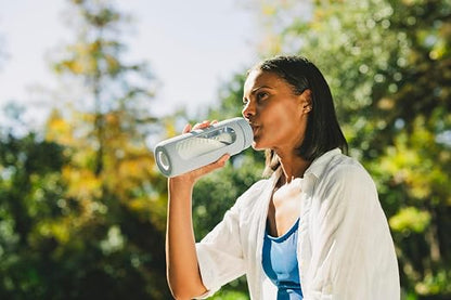 LifeStraw Go — Glass Water Filter Bottle Made from Hand-Blown Glass with Silicone Sleeve for Hydration at Home or on-the-go, 20 oz, Icelandic Blue